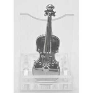 Vintage Sterling Silver Violin Brooch Signed By Lang 1950's